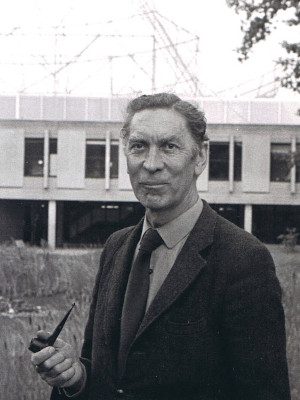 Roger Jennison in front of the building named after him